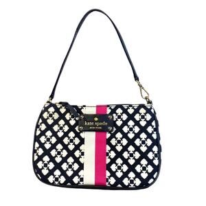 Kate Spade Linet Mini Wristlet Stripe Adjustable Leather Jacquard Monochromatic